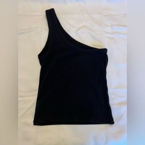 Black American Eagle one shoulder ribbed tank